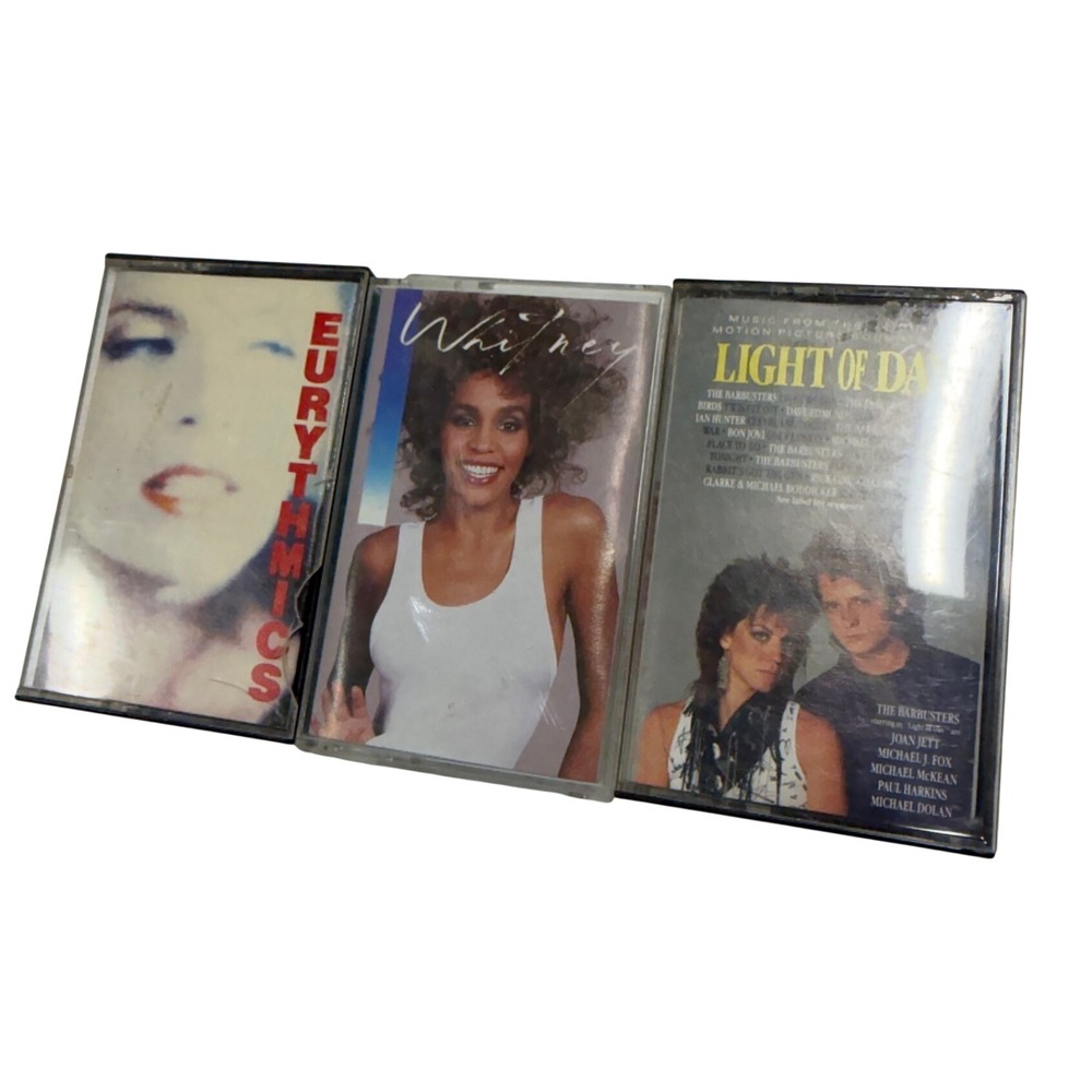 Vintage 80s Cassette Tape Lot Whitney Houston Eurythmics Light of Day Soundtrack